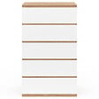 ID MARKET - Chiffonnier 5 tiroirs TOMI 60x40x100 cm commode semainier bois façon hêtre et blanc - vignette