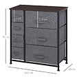HOMCOM - Meuble de rangement commode design 64L x 30l x 71H cm 7 tiroirs métal MDF non tissé noir - vignette