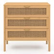 ID MARKET - Commode 3 tiroirs EDHEN 80 cm cannage coloris bois - vignette