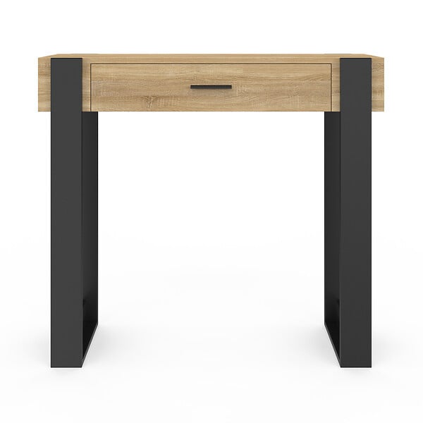 ID MARKET - Console 1 tiroir PHOENIX bois et noir - large