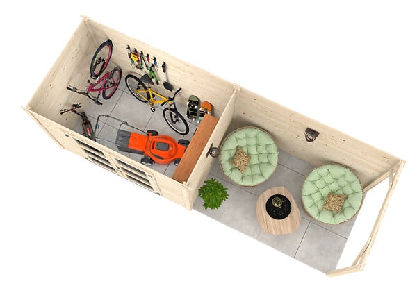 WHITE WOOD - Abri de jardin en bois Olivia 1 - Gris - L.580xP.206xH.216cm - large