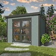 WHITE WOOD - Abri de jardin en bois  Lya 1 - Gris - L.300xH.221xP.306cm - vignette