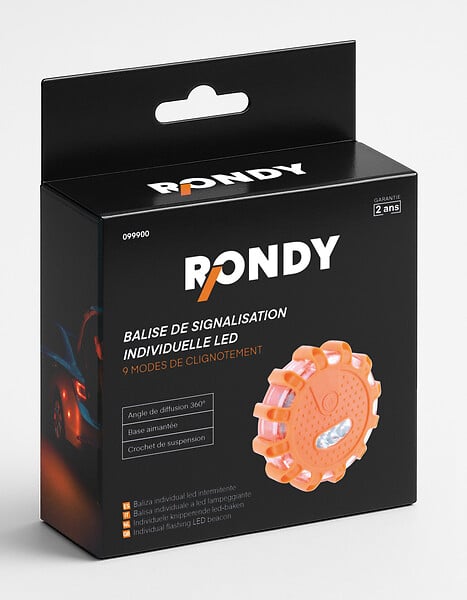 RONDY - Balise individuelle 3W - 9 modes d'éclairage - large