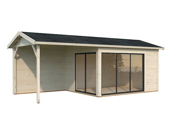 PALMAKO - Studio de jardin en bois Amanda - Intérieur : 11,2 m² + Pergola 7,8m² - large