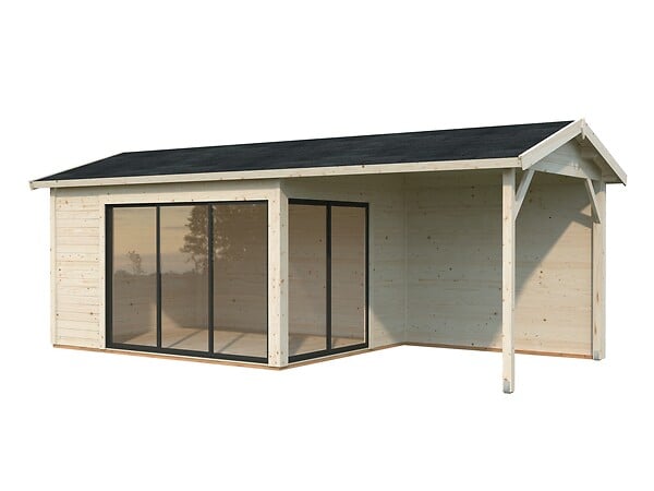 PALMAKO - Studio de jardin en bois Amanda - Intérieur : 11,2 m² + Pergola 7,8m² - large