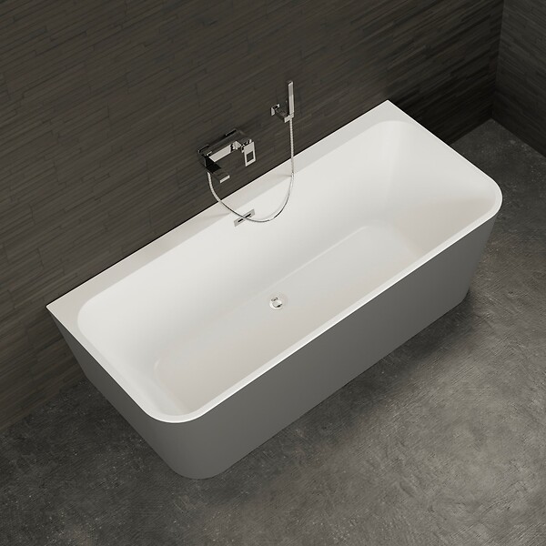 SPALINA - Baignoire Semi-îlot Murale Mint 160 Grise 160 X75 X57 Cm, By Spalina - large