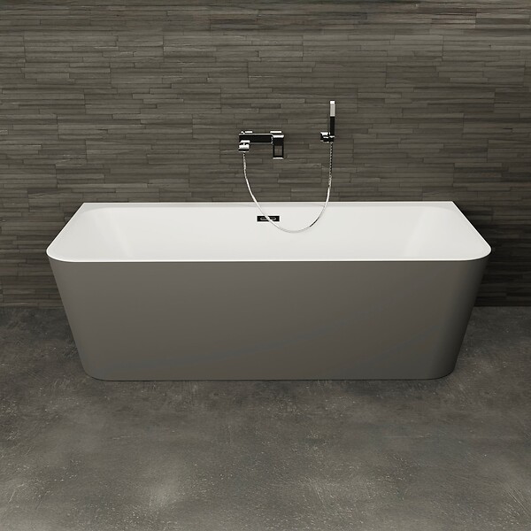 SPALINA - Baignoire Semi-îlot Murale Mint 160 Grise 160 X75 X57 Cm, By Spalina - large