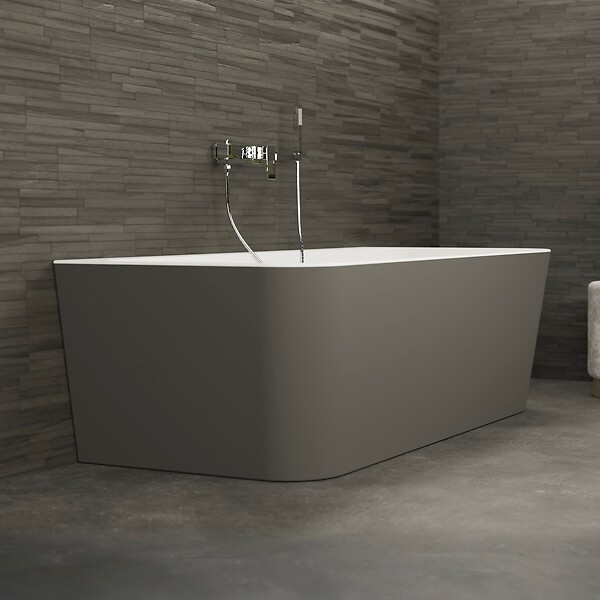 SPALINA - Baignoire Semi-îlot Murale Mint 160 Grise 160 X75 X57 Cm, By Spalina - large