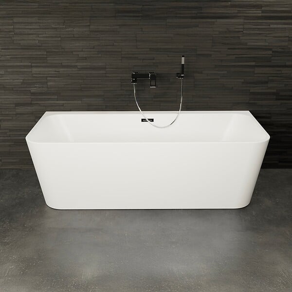 SPALINA - Baignoire Semi-îlot Murale Mint 170 Blanche 170 X81 X57 Cm, By Spalina - large