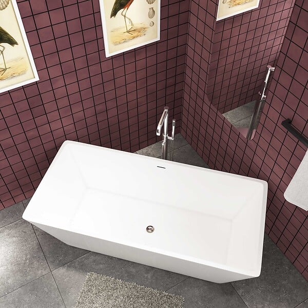 AICA SANITAIRE - Baignoire îlot rectangulaire  blanc en acrylique 170x80x58cm,Aica Sanitaire - large
