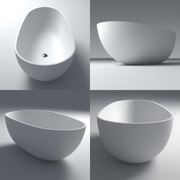 THALASSOR - COCOON 170 - Baignoire ilot en Solid Surface 170 x 86 x 55(h) cm - large