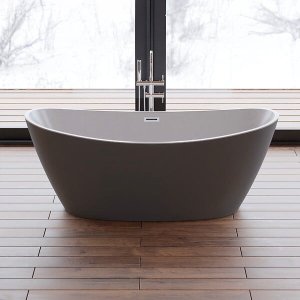 SPALINA - Baignoire îlot Ovale Neroon 2.0 170 Grise 170 X80 X60 Cm, By Spalina - large