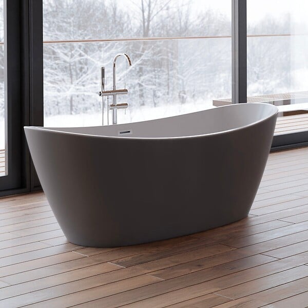 SPALINA - Baignoire îlot Ovale Neroon 2.0 170 Grise 170 X80 X60 Cm, By Spalina - large
