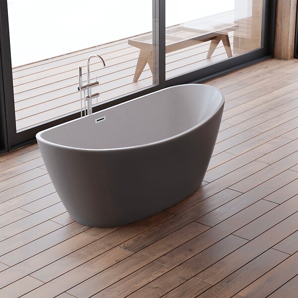 SPALINA - Baignoire îlot Ovale Neroon 2.0 170 Grise 170 X80 X60 Cm, By Spalina - large