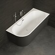 SPALINA - Baignoire Semi-îlot Murale D'angle Capri 170 Droite Noire 170 X76 X58 Cm, By Spalina - vignette