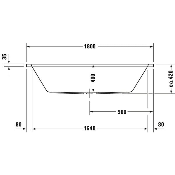 DURAVIT - Baignoire acrylique D-Code Duravit - Rectangulaire - 1800 x 800mm - Sur pieds - A encastrer - Blanc - large
