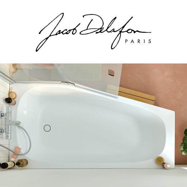 JACOB DELAFON - Pack baignoire bain douche 170 x 90 Bastille vidage à droite blanc mat + tablier en angle - large