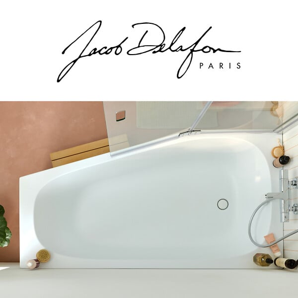JACOB DELAFON - Pack baignoire bain douche 170 x 90 Bastille vidage à gauche blanc mat + tablier en angle - large