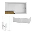 JACOB DELAFON - Pack baignoire bain douche antidérapante 180 x 90 Neo blanc mat - v.droite + pare bain chromé + tablier - vignette