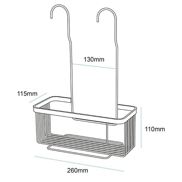 DEBLANCH - Etagère de douche à suspension, noire - large