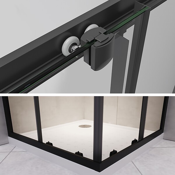 SANIVERRE - LANABLACK Cabine de douche 75x100 H185 cm transparent verre 6 mm porte coulissante - large