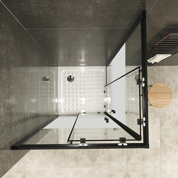 SANIVERRE - LANABLACK+ Cabine de douche 90x90 H190 cm centre-opaque verre 6 mm porte coulissante - large
