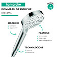 HANSGROHE - Pommeau de douche Crometta EcoSmart 2 jets blanc/chromé + flexible de douche Designflex 160 cm chromé - vignette