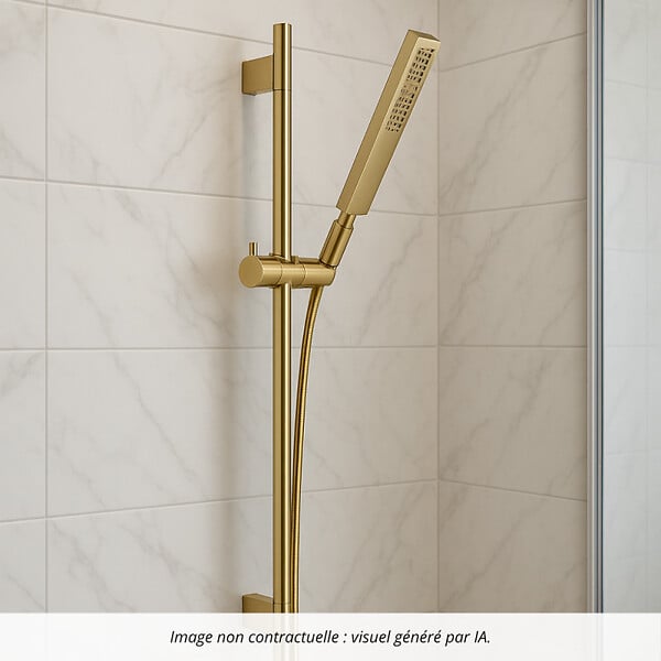 HANSGROHE - Ensemble barre de douche Unica S Puro + Flexible + Pommeau de douche Pulsify E Bronze Brossé - large
