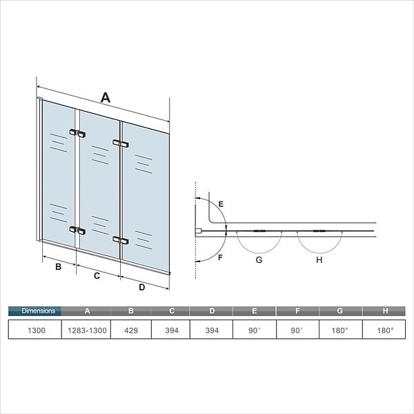 AICA SANITAIRE - Pare baignoire avec une bonde dépoli central 130x140m -verre en 6mm - large