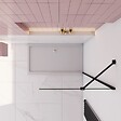 AICA SANITAIRE - Paroi de douche à l’italienne anticalcaire 8mm walk-in 50x200cm avec barre de fixation d’ angle noir 45cm, profilé en noir mat - vignette