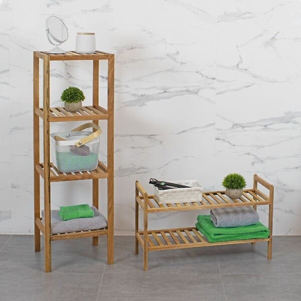 DEBLANCH - Etagère de salle de bain empilable 70x27cm, bois - large