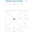WEDI - Receveur de douche à carreler 150 x 150 Fundo Primo carré écoulement centrée + bonde horizontale + kit d'étanchéité - vignette