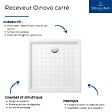 VILLEROY ET BOCH - Receveur O.NOVO extra plat - carré - Dimensions : 90 X 90 cm - Couleur : BLANC - vignette