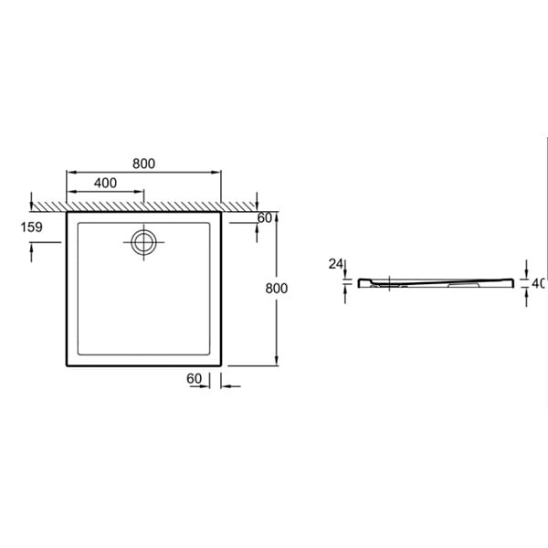 JACOB DELAFON - Receveur de douche 80 x 80 Kyreo ceramique carré blanc - large