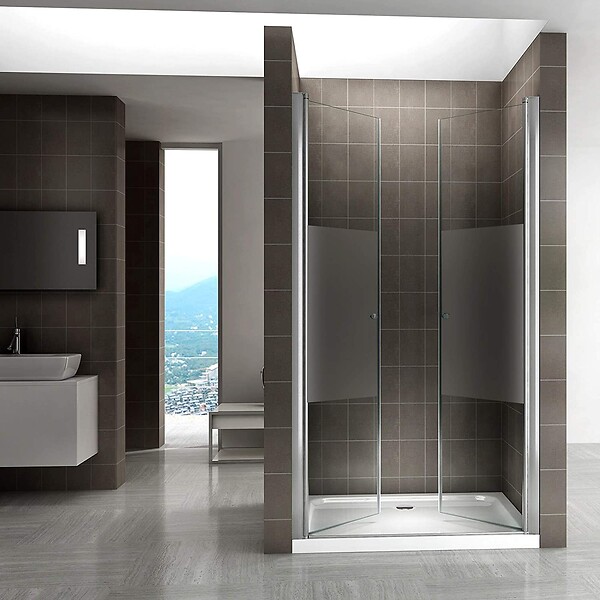 SANIVERRE - GINA Porte de douche H.185 x L. 76 à 80 cm verre semi-opaque 6 mm - large