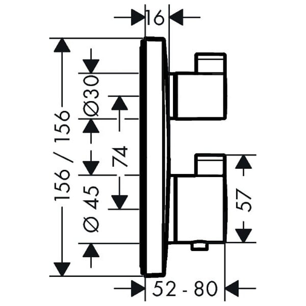 HANSGROHE - Ecostat Square Set de finition pour mitigeur thermostatique encastré avec robinet d'arrêt et inverseur (15714140) - large
