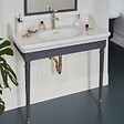 JACOB DELAFON - Console Cléo 1889 avec plan vasque + colonne droite + siphon or - vignette