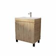 AURLANE - Meuble de salle de bains 70 cm TIMBER - Décor Chêne Naturel à portes avec Vasque céramique blanche - vignette