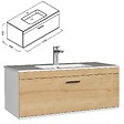 SANIVERRE - Meuble 1 Vasque Encastrée 100 Cm 1 Tiroir Chêne Clair Salle De Bain - Rubite - vignette