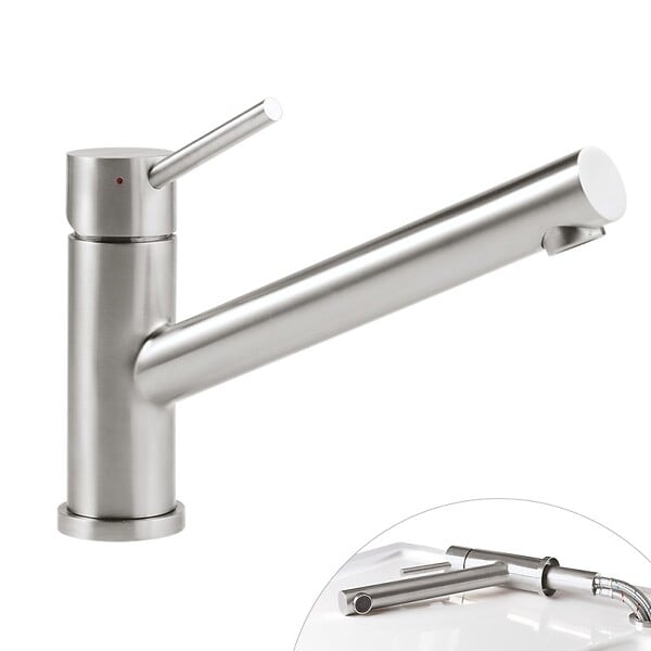 VILLEROY ET BOCH - Robinet cuisine rabattable  Como window acier massif + nettoyant - large