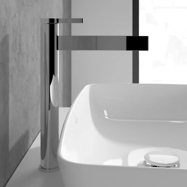 VILLEROY ET BOCH - Mitigeur lavabo droit surélevé  Dawn sans tirette Chrome - large