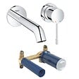 GROHE - Mitigeur lavabo mural Essence Taille M chromé avec corps encastré - vignette