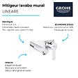 GROHE - Robinet lavabo mural Lineare M Chromé + corps encastré - vignette