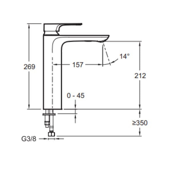 JACOB DELAFON - Mitigeur lavabo haut Aleo+ - large