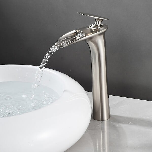 SANIVERRE - Robinet mitigeur BRIA bec cascade haut chrome brossé - large