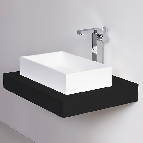 THALASSOR - SQUARE 50 - Vasque à poser en Solid Surface Blanc Mat 50 x 30 x 12(h) cm - large