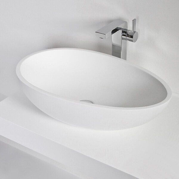 THALASSOR - COCOON 60 - Vasque à poser en Solid Surface Blanc Mat 60 x 35 x 16(h) cm - large