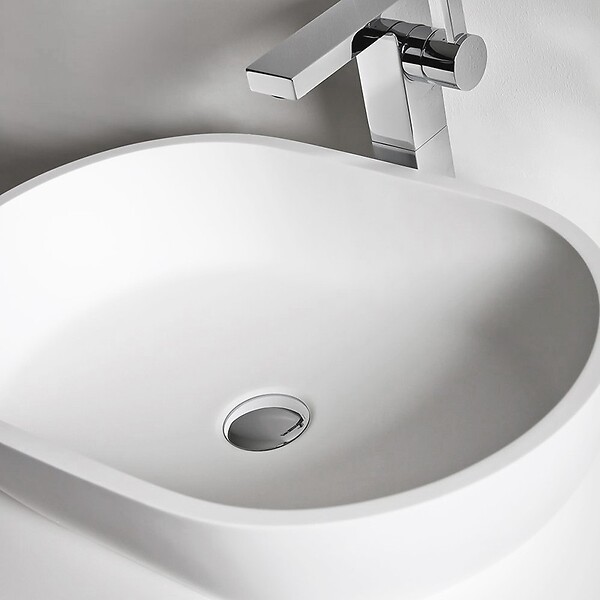 THALASSOR - LOUNGE 55 - Vasque à poser en Solid Surface Blanc Mat 55 x 32 x 13,6(h) cm - large