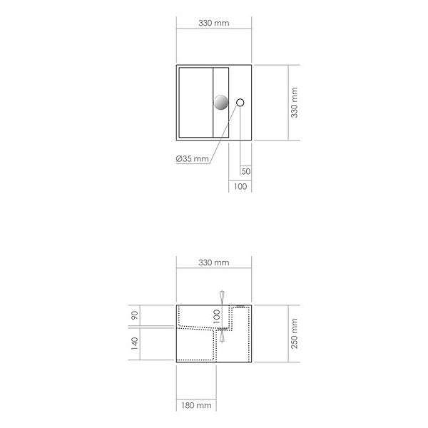THALASSOR - KUBE 33 - Vasque suspendue en Solid Surface 33 x 33 x 25(h) cm - large