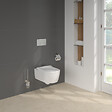 VILLEROY ET BOCH - Pack WC sans bride  Avento + Bâti support + abattant frein de chute + plaque chromée  + Tabouret blanc - vignette